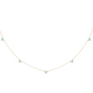 14k Yellow Gold 5 Turquoise Stone Necklace